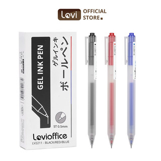 Bút bi bấm ngòi gel 0.5mm LoviOffice 2211 cao cấp mực xanh, đỏ, đen cho học sinh, văn phòng