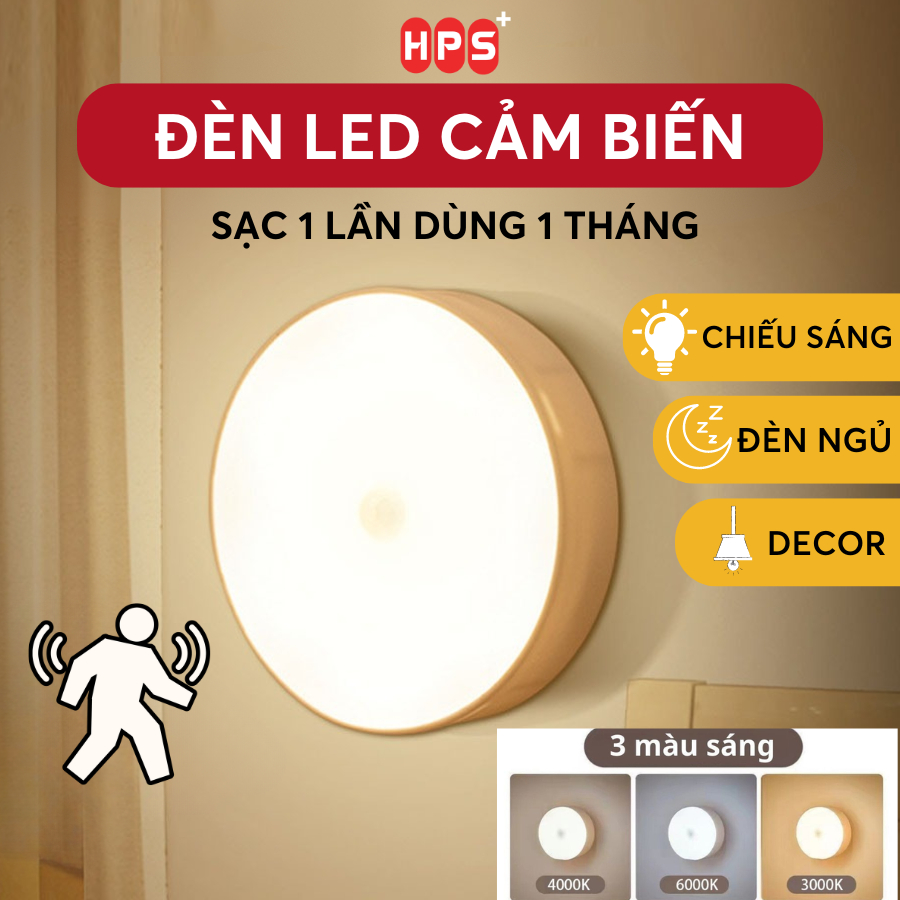 Đèn Led Cảm Biến Chuyển Động, Đèn Cảm Ứng Gắn Tường Cầu Thang Tủ Quần Áo Thông Minh Không Dây