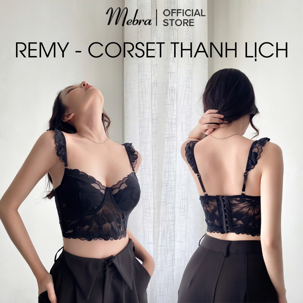 CORSET REN - REMY - Áo Corset Ren Mebra có gọng đen thiết kế VN chuẩn form sexy sang trọng vai cánh tiên Mebra | BigBuy360 - bigbuy360.vn