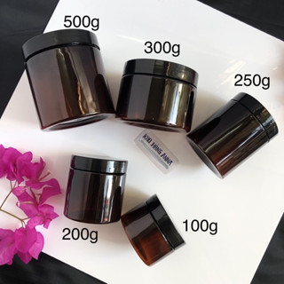 HỦ NHỰA NÂU 500gr / 300g / 250g / 200g / 100g ( SEAL LÓT TỰ DÍNH )  - Hủ Nâu nắp Đen đựng kem, Chiết Mỹ phẩm , thực phẩm
