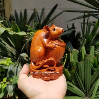 Tượng con chuột gỗ hương cao 12 cm (mẫu mới)