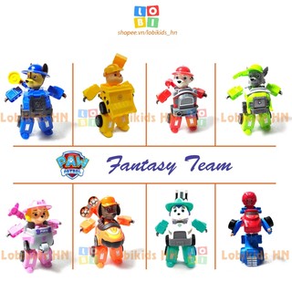 Đồ Chơi Lắp Ráp Chó cứu hộ Paw Patrol biến hình 2 trong 1, 4 Nhân Vật Trong 1 Set