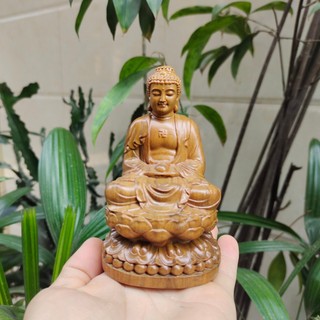 Tượng phật a di đà để ô tô gỗ bách thơm