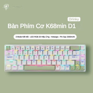 Bàn Phím Cơ Máy Tính Không Dây K68 Kết Nối 3 Mode LED RGB Thiết Kế Công Thái Học Cho Win Mac Gõ Êm Đã Lube Stab Hotwaps
