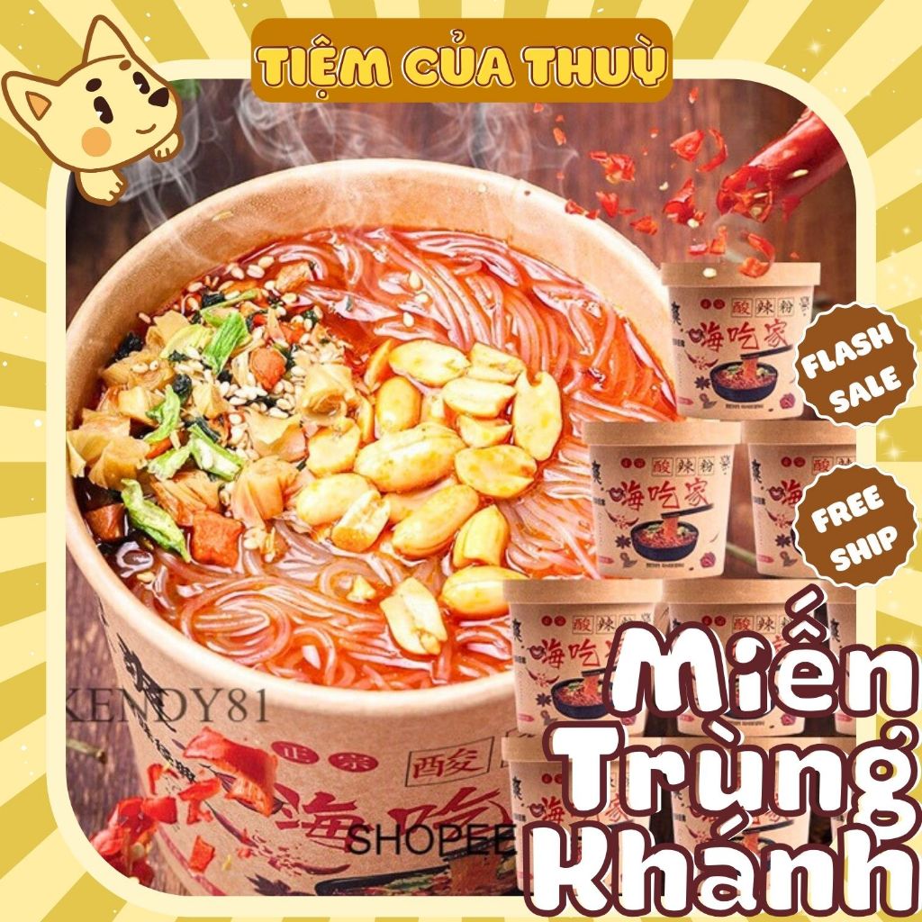 Miến Trùng Khánh Chua Cay Ăn Liền Hộp 102G,Miến Miến Lạnh Trùng Khánh