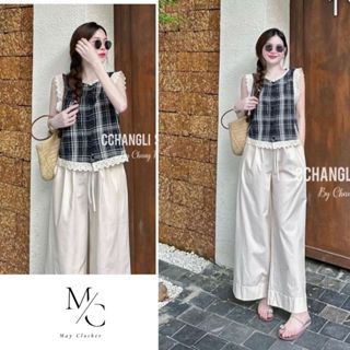  Áo Kẻ Phối Ren Cao Cấp Kèm Quần Thô Lụa Xuông Siêu Đep Nha May Clother 