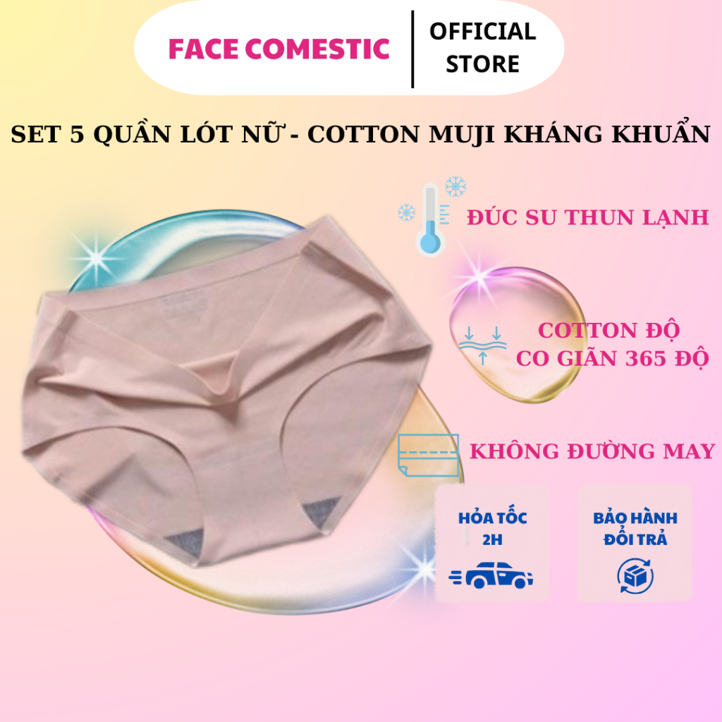 Set 5 Quần Lót Nữ - LUXE - Cotton Muji Kháng Khuẩn Xuất Nhật Loại 1