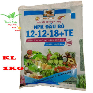 Phân npk xanh đầu bò 12-12-18+te gói 1kg