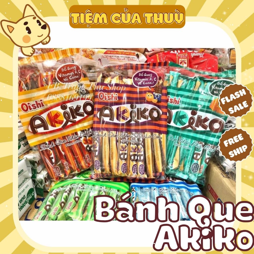 Bánh Snack Que Oishi Akiko đủ các vị gói 20que/8g, Snack Que Nhân Đủ Vị Akiko Oishi