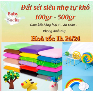 Sỉ đất sét tự khô cho bé siêu nhẹ, tự làm đồ handmade bằng đất nặn nhiều màu 100gr Baby Sociu