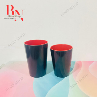 Ly Nhựa Melamine 2 Lớp Đỏ Đen Cao Cấp