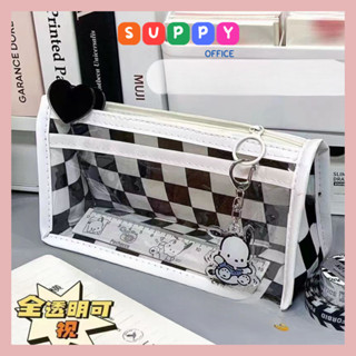 Hộp bút Caro Túi Đựng Bút phong cách Hàn Quốc Trong Suốt Suppy