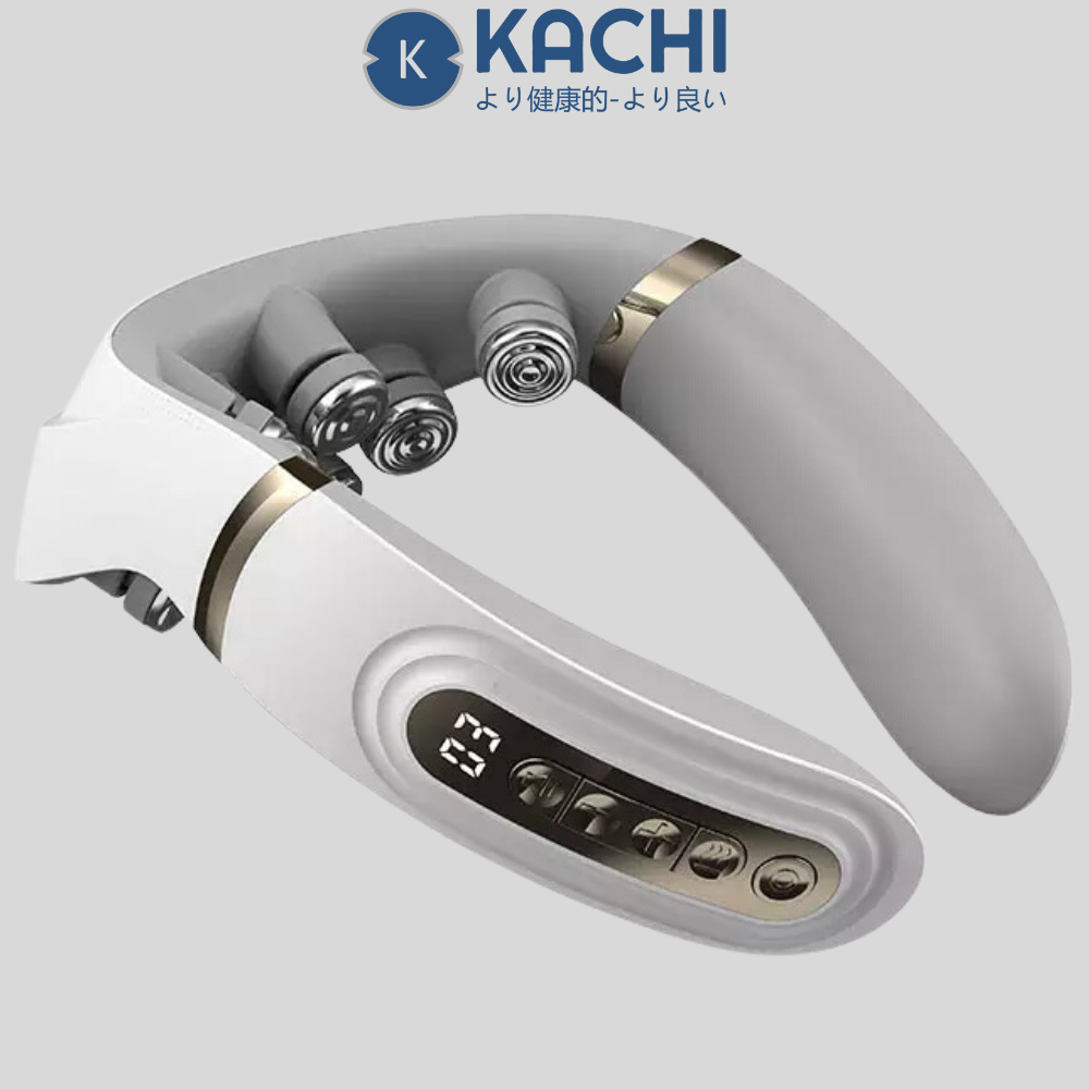 Máy massage cổ không dây 10 đầu rung nhiệt cao cấp Kachi MK350 tăng lưu thông tuần hoàn máu lên não 