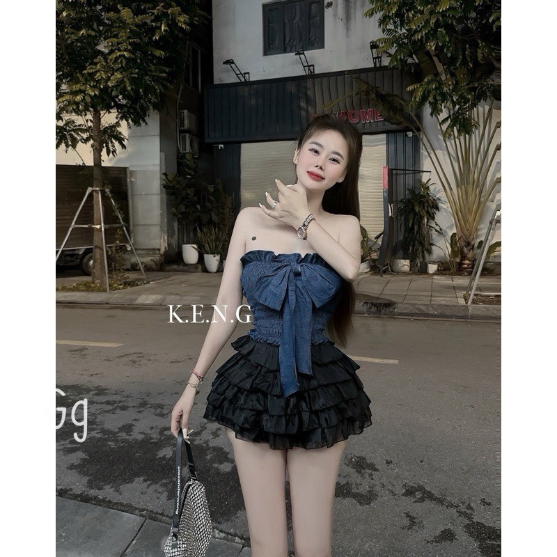 SET CV VOAN TẦNG  Chất áo giả jean. Cv voan. MK