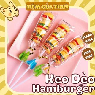 1 Xiên Kẹo Dẻo Best HamBurger 22G, Kẹo Dẻo Burger Sandwich, đồ ăn vặt tuổi thơ