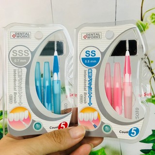 Bàn chải kẽ răng Okamura Dental Works  dạng chữ I vĩ 5 cái - Bàn chải kẽ răng cao cấp Okamura chất lượng Nhật Bản