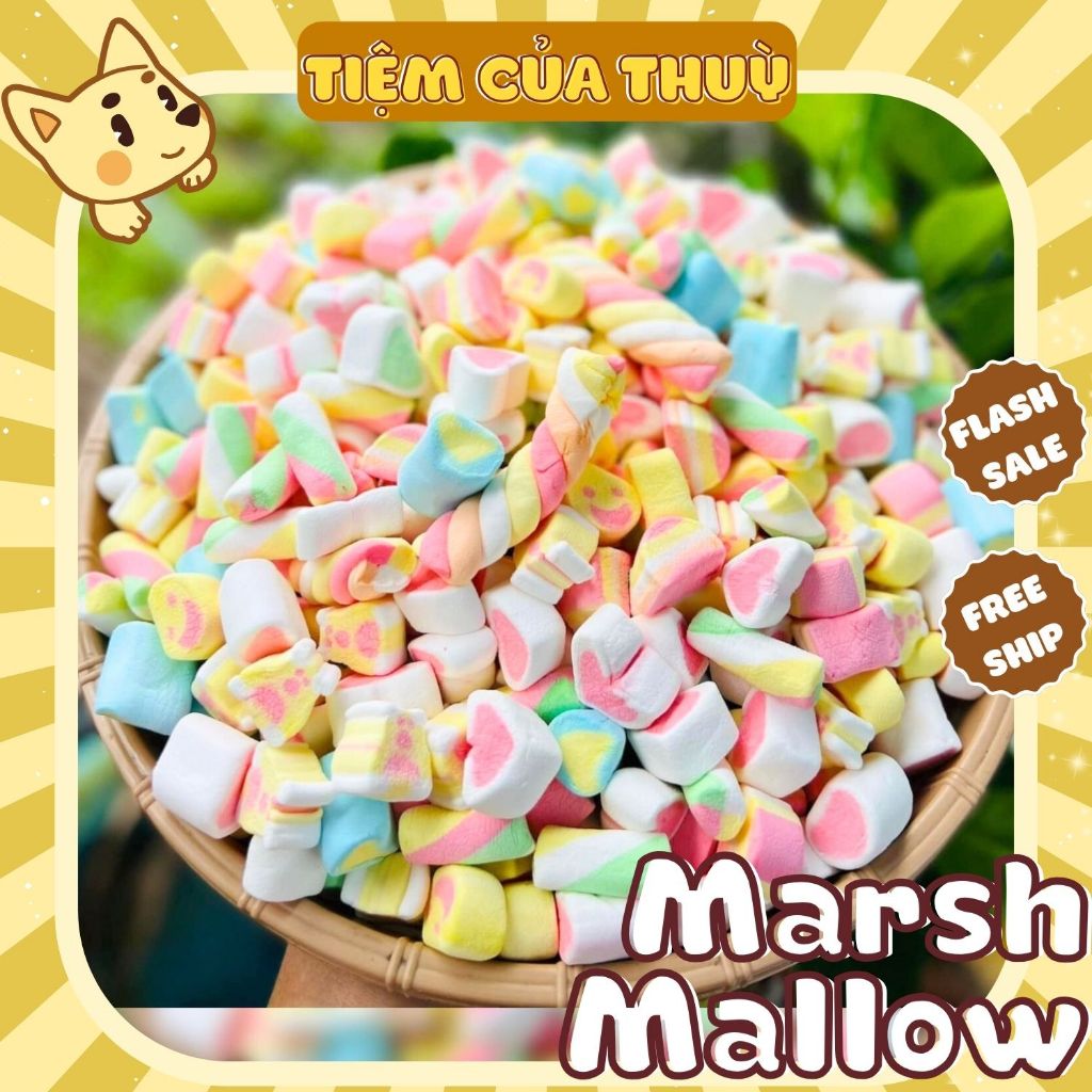  500G Kẹo Bông Gòn Marshmallow Kẹo Xốp Bông Sữa MIX Vị  Kẹo Marshmallow Thái Lan Ngọt Ngào 