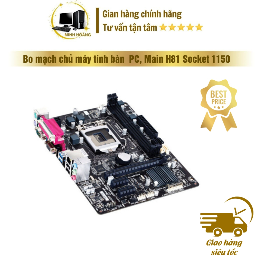 Bo mạch chủ máy tính bàn  PC, Case (main) H81, H61 Socket 1150 (Kèm: Chặn (FE), Keo tản nhiệt CPU, C