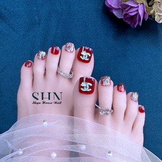 Móng chân giả, móng chân đính đá, Bộ 24 móng nailbox chân đính đá đẹp Shyn House Nail