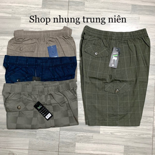 Quần Short Thô Nam Trung Niên quần măc nhà chất cotton vải mềm mịn kẻ màu dài 50cm