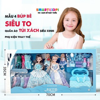 [ẢNH THẬT] - COMBO 4 BÚP BÊ ELSA TÓC MÂY - 10 BỘ QUẦN ÁO CÓ THỂ THAY - PHỤ KIỆN TÚI XÁCH