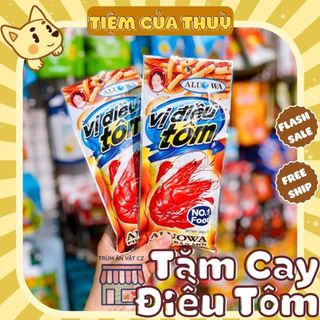 Tăm Cay Vị Tôm Điều Siêu Hot Tiệm Cổng Trường, tăm cay tuổi thơ, ăn vặt cổng trường