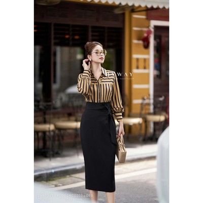Chân Váy Nữ Dáng Ôm MY WAY Eo Cạp Cao Hông Phối Vạt Sang Trọng 3MCO203