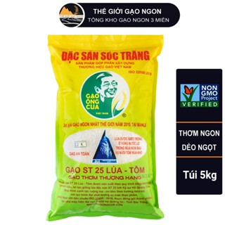 Gạo ST25 Ông Cua Lúa Tôm - Túi 5Kg Tem QR code Chính hãng - Date luôn mới