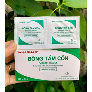 Bông tẩm cồn sát trùng TANAPHAR 100 miếng/ hộp tiện lợi - Bông tẩm cồn Tanaphar khử khuẩn vật dụng