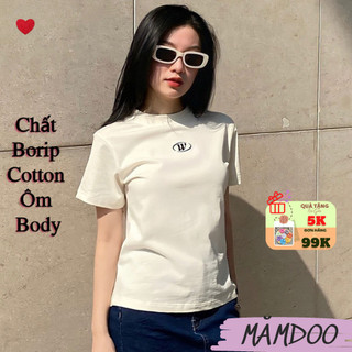 Áo Thun Baby Tee Chữ W Borip Co Dãn Ôm Body Cổ Tròn Tay Ngắn Dáng Dài Hình In Co Giãn Tốt MĂMDOO