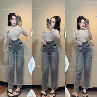 Quần baggy jeans lưng pha chun sau QCCC không co giãn