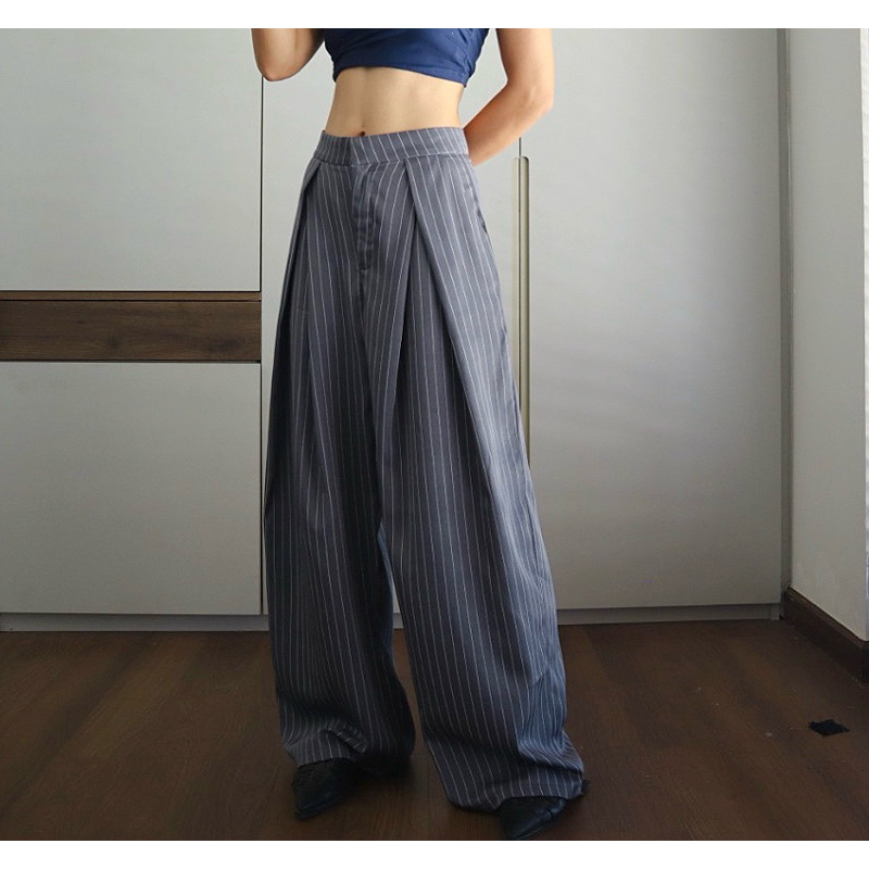 | HÌNH THẬT ĐỘC QUYỀN CUBEDLEMON | Quần ống siêu rộng ulzzang ly lệch phần lưng sọc | BigBuy360 - bigbuy360.vn