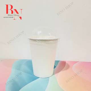 Ly giấy trắng trơn 390ml nắp cầu - 10 cái