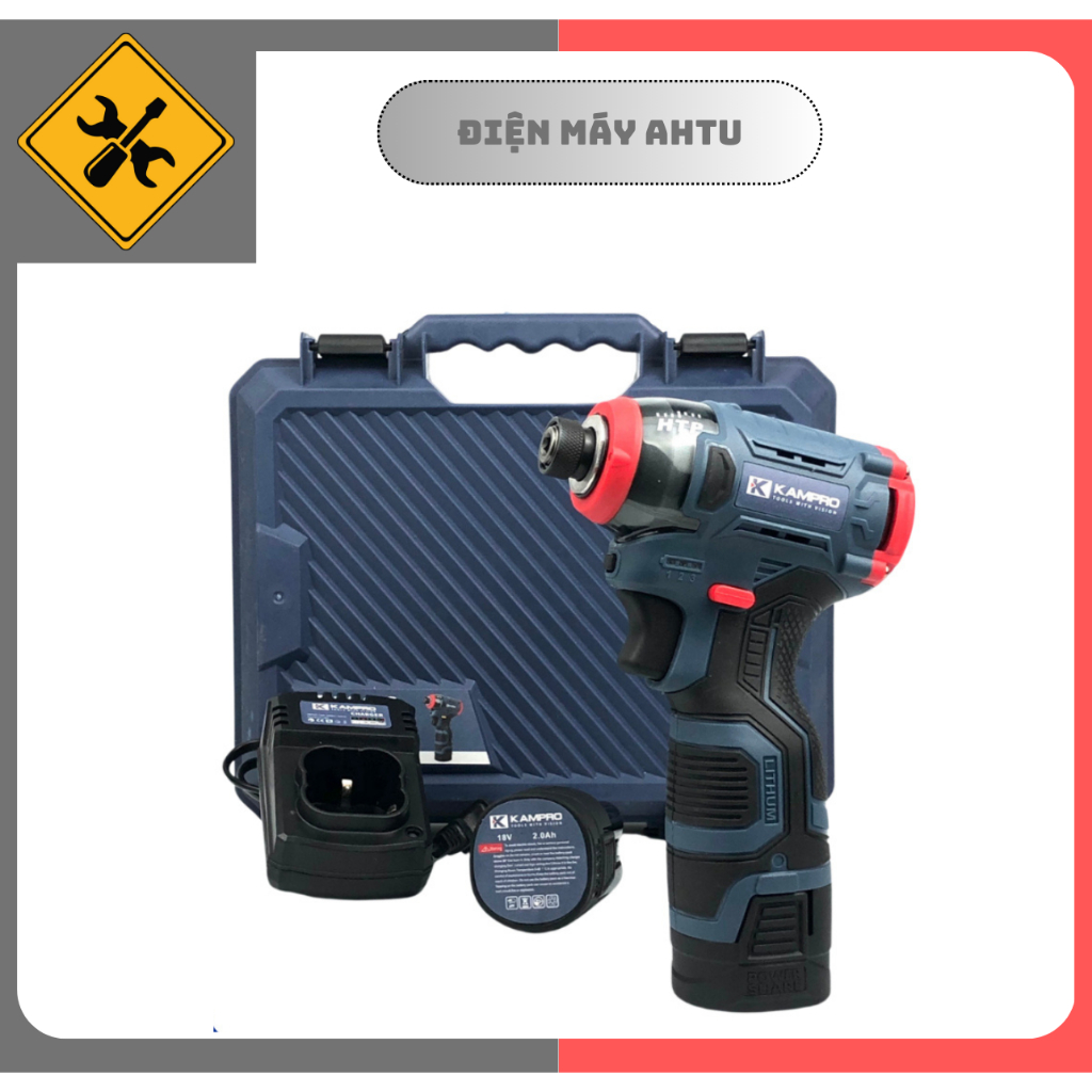 Máy chuyên vít KAMPRO 7028 Không Chổi Than, 3 Tốc Độ Có Búa dùng pin 4 Cell