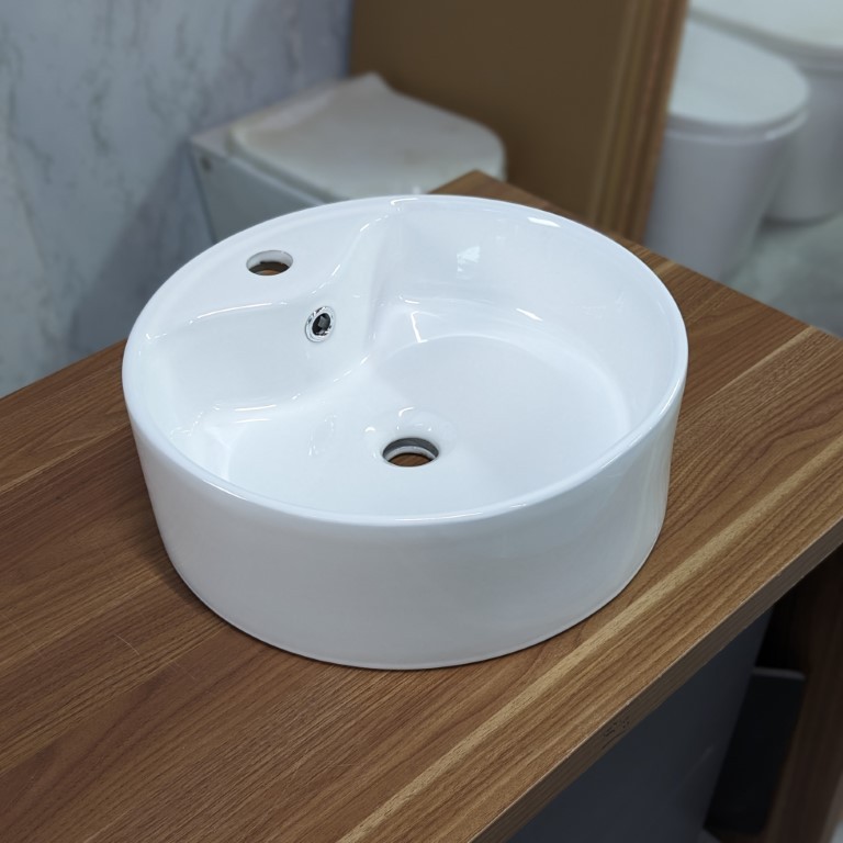 Chậu rửa mặt - Lavabo tròn đặt bàn 608 (Đường kính 40cm)