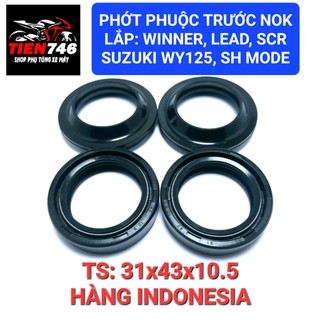 Phớt giảm sóc, Phốt phuộc trước NOK 31x43x10.5 Indonesia, Lắp cho Winner, Lead, Scr, Sh Mode, Su WY125 và xe khác