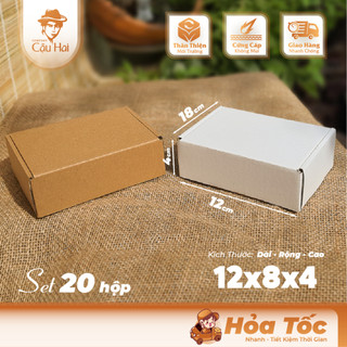Set 20 hộp carton 12x8x4 nắp GÀI & GẬP