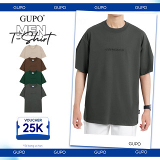 Áo Phông Cổ Tròn Nam Nữ Oversize In Logo Local Brand GUPOWEAR Cotton 280GSM Đen Trắng Be Rêu Xám Nâu