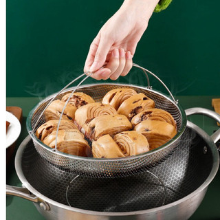 Vỉ Hấp Inox 304 Có Quai Kèm Tay Cầm Và Đế Hấp - Dụng Cụ Nhà Bếp Đa Năng Tiện Ích