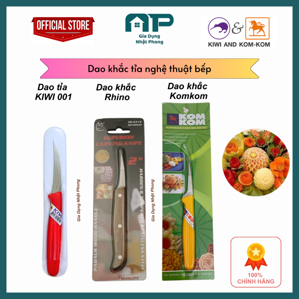   Chính Hãng  Dao tỉa hoa quả KIWI KOMKOM Made in ThaiLand các loại khắc tỉa rau củ quả 