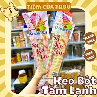 Kẹo Bột Ống Dài - Kẹo Xê Trai Cây, Kẹo Bột Tuổi Thơ Gói 50 Thanh 50cm