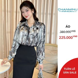  Áo Sơ Mi Nữ Kiểu Dáng Trẻ Trung Form Rộng Hoạ Tiết Loang Chảy Vải Lụa Tơ tằm Thoáng Mát Không Nhăn CHANMINU A11 