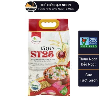 Gạo st25 hữu cơ vja thượng hạng - túi 5kg - quét qr vùng trồng nguyên liệu hữu cơ