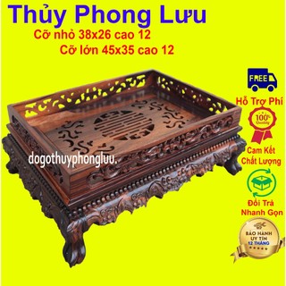 Khay bàn trà chân rồng phòng khách gỗ mun cao 12cm