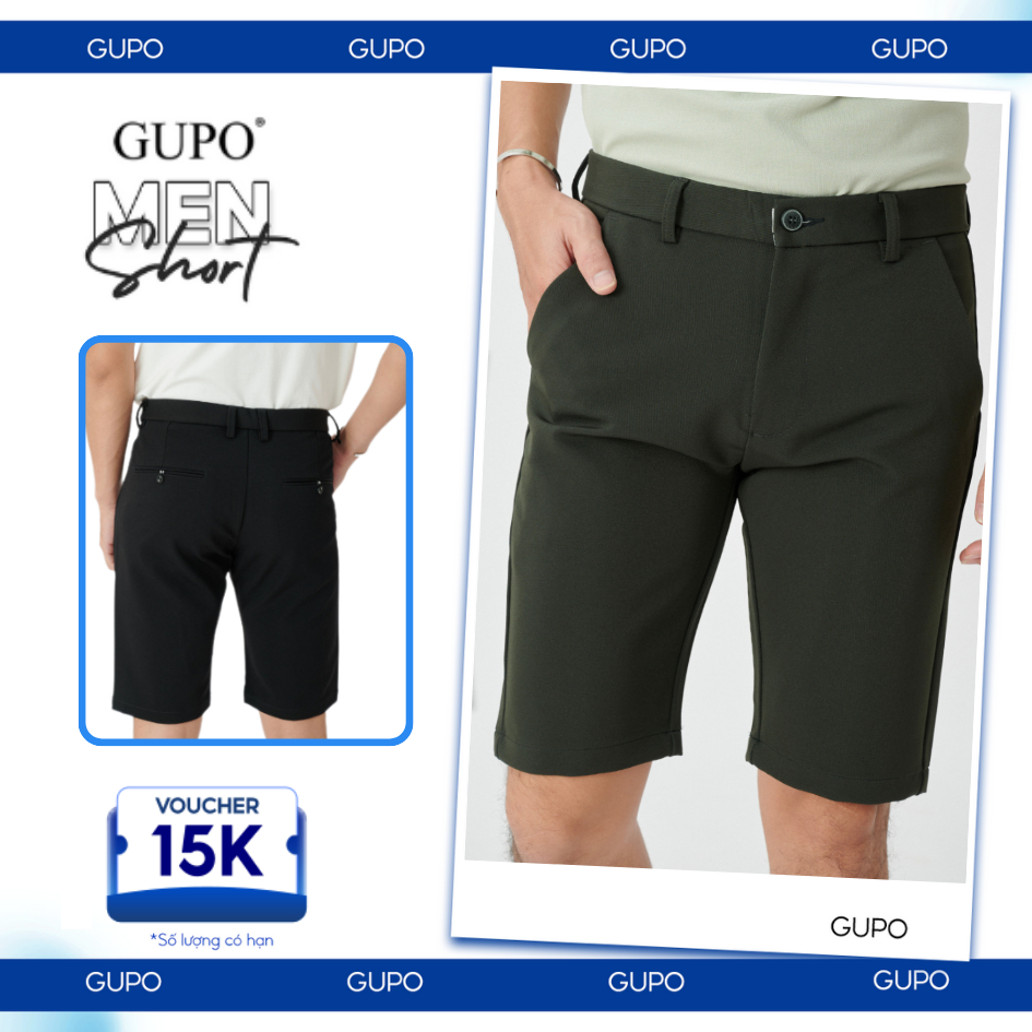 Quần Short Nam Tây Âu GUPO Local Brand Vải Cotton Co Giãn 4 Chiều Sọt Lửng Ống Ngắn Bigsize