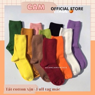 Tất cao cổ nữ vớ cao cổ nam vintage cổ  gân bé siêu mềm mịn - màu cực phẩm. -cam cam vintage
