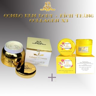 Combo Kem Body Collagen X3 Luxury Và Kem Kích Trắng Collagen X3 Đông Anh [Hàng Công Ty] Nâng Tone - Dưỡng Da Trắng Sáng