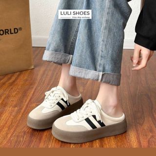   VIDEO THẬT  Giày nữ 2 sọc sục CÓ SẴN thể thao đạp gót phong cách vintage đơn giản dễ phối đồ T003 