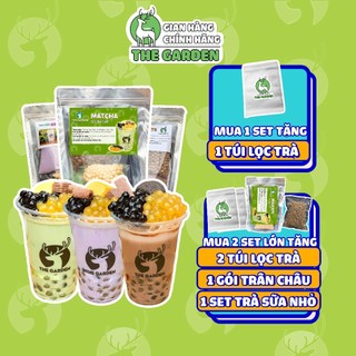 Set Trà Sữa Tự Pha Trân Châu Đường Đen, Nguyên Liệu Làm Trà Sữa Matcha, Chocolate, Khoai Môn 30-35 Ly THE GARDEN