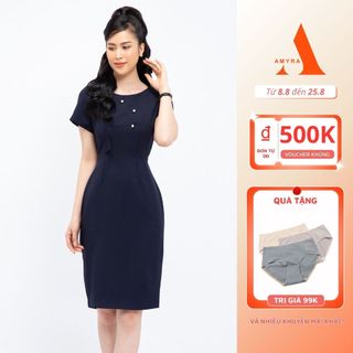 Váy Body Dự Tiệc Sang Trọng Công Sở Tặng Mẹ AMYRA Dáng Ôm Body Đính Ngọc Mặc Đi Làm, Đi Tiệc Da183